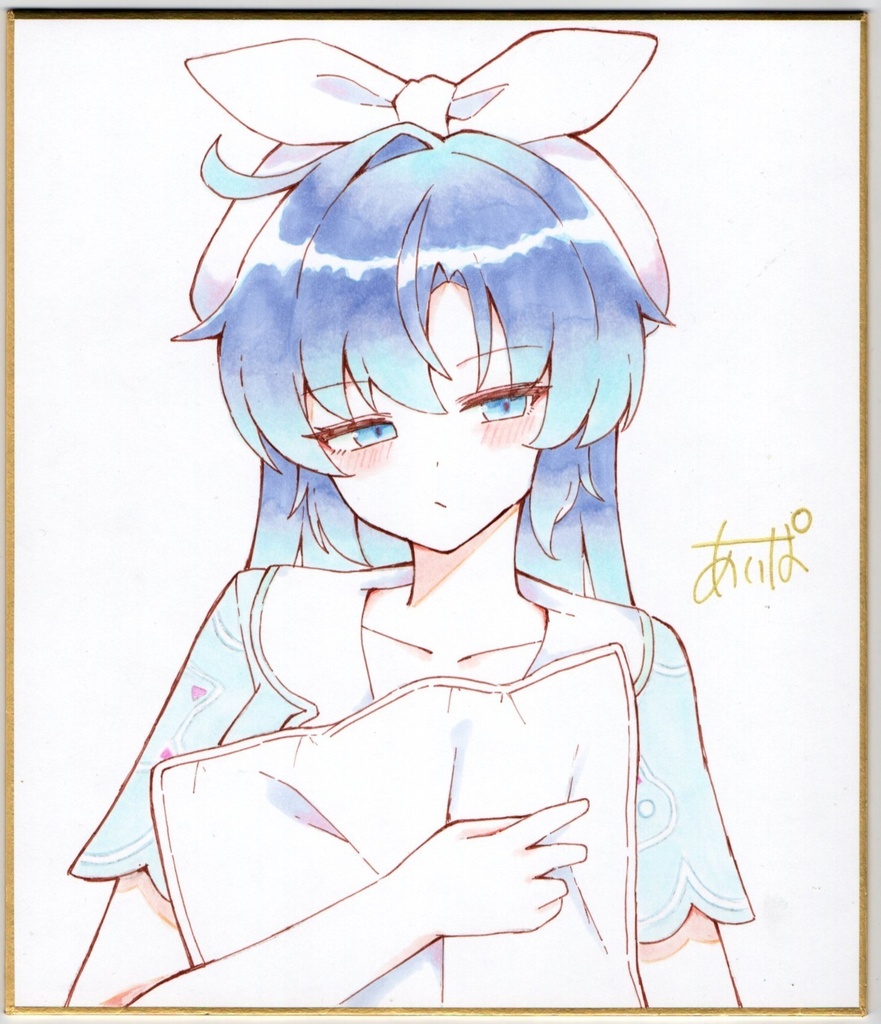 早瀬ユウカ(パジャマ)直筆中色紙