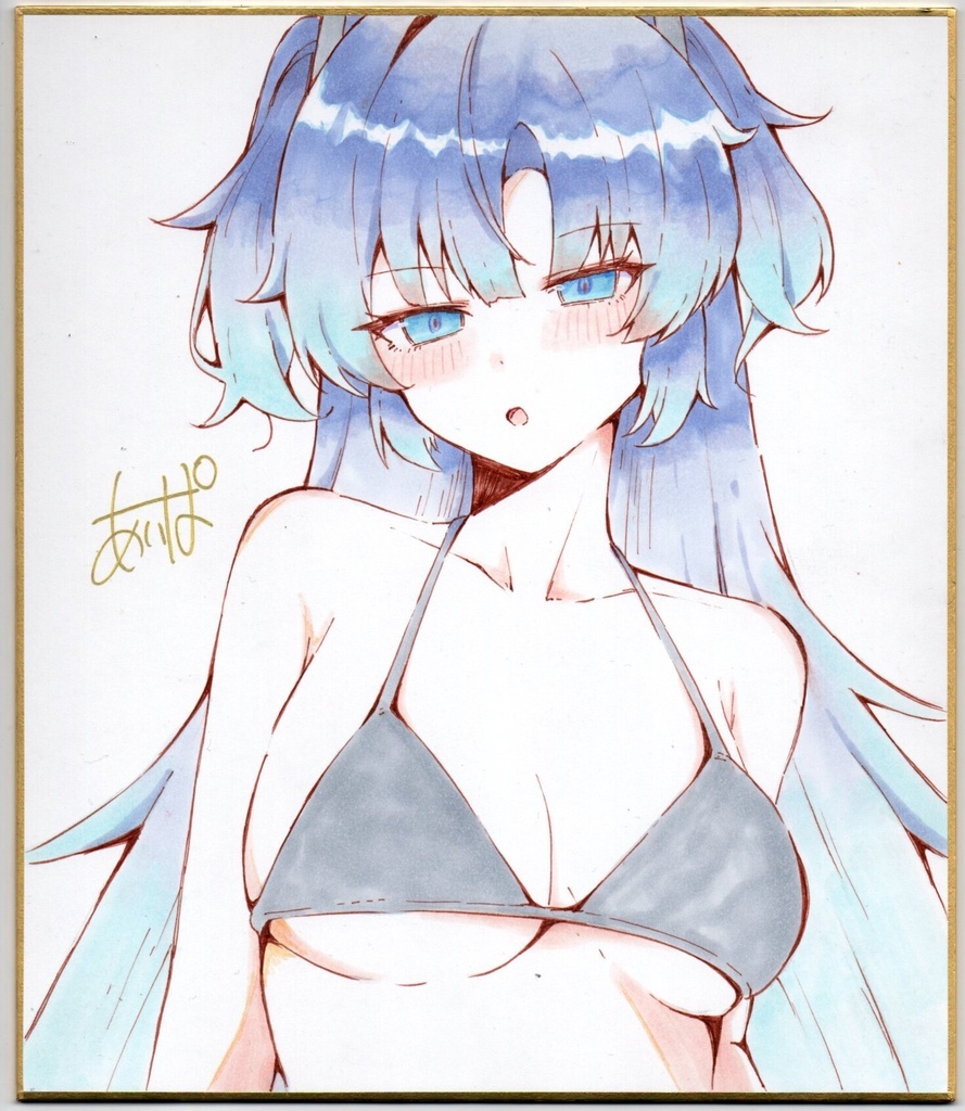 早瀬ユウカ(水着)直筆中色紙2
