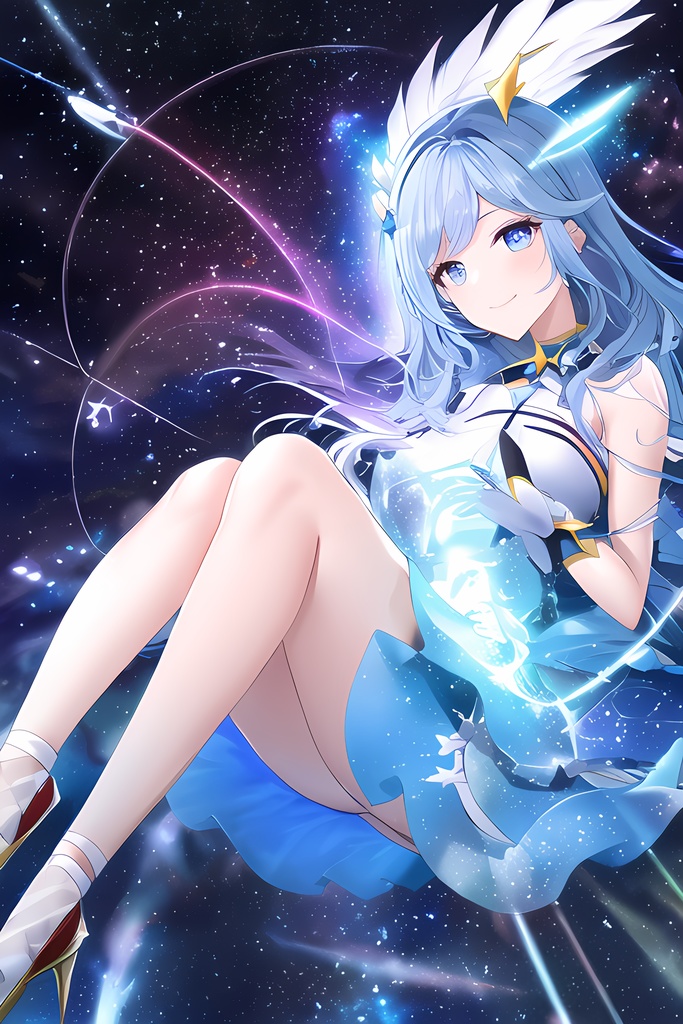 【５０枚】宇宙・天使・青髪の魔法少女【AIイラスト】"Space, Angel, and Blue-haired Magical Girl"