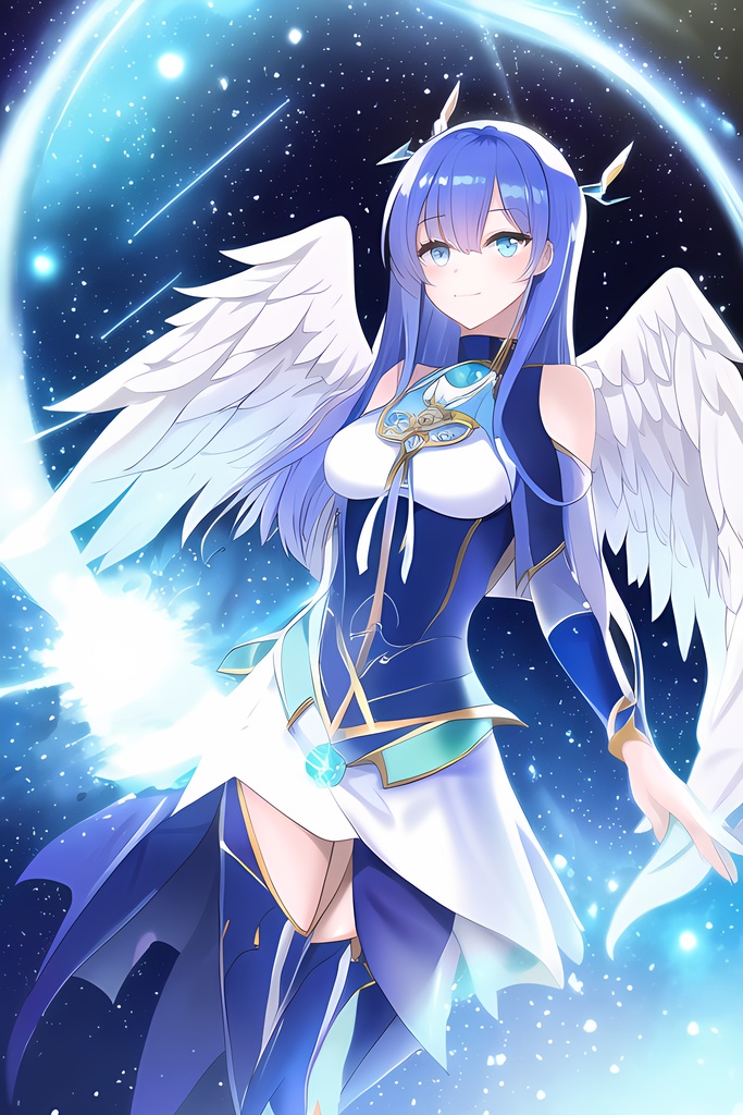 【50枚】宇宙・天使・青髪の魔法少女【AIイラスト】"Space, Angel, and Blue-haired Magical Girl"
