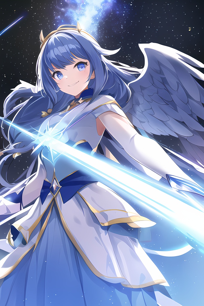 【50枚】宇宙・天使・青髪の魔法少女【AIイラスト】"Space, Angel, and Blue-haired Magical Girl"