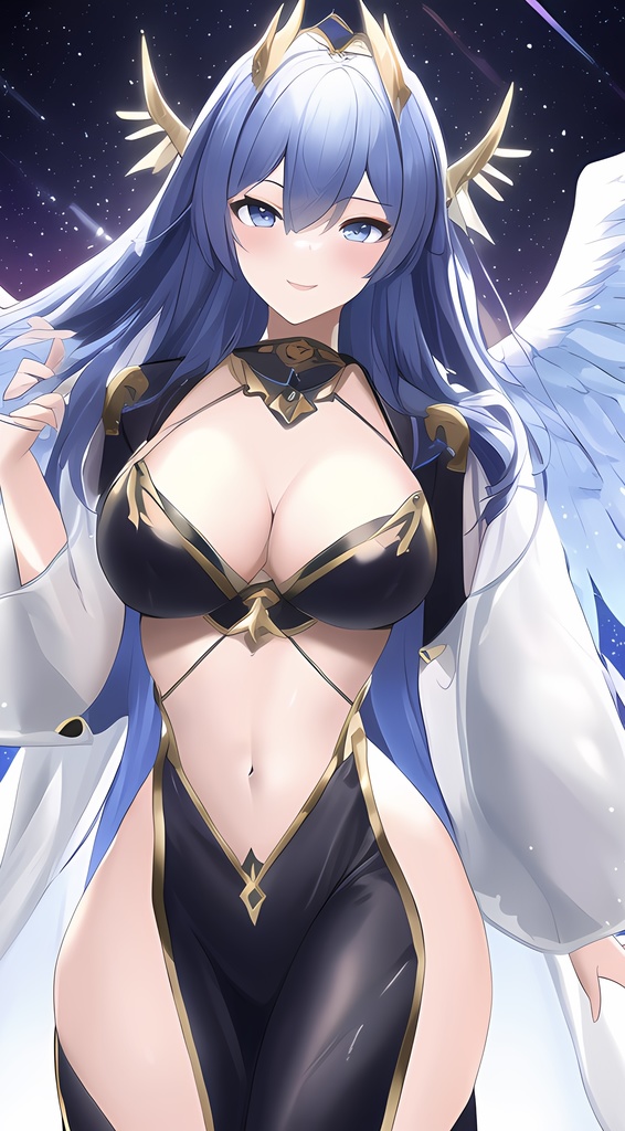 【50枚】宇宙・天使・青髪の魔法少女【AIイラスト】"Space, Angel, and Blue-haired Magical Girl"