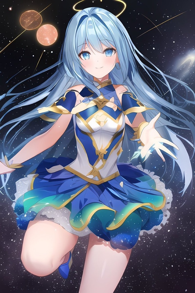 【50枚】宇宙・天使・青髪の魔法少女【AIイラスト】"Space, Angel, and Blue-haired Magical Girl"