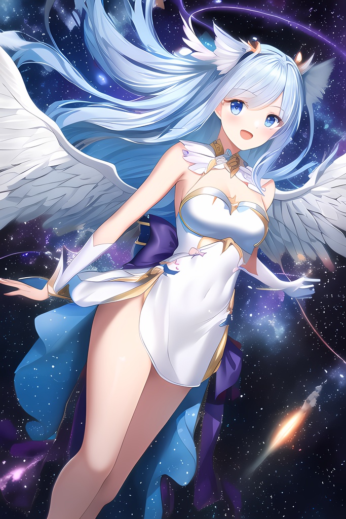 【50枚】宇宙・天使・青髪の魔法少女【AIイラスト】"Space, Angel, and Blue-haired Magical Girl"