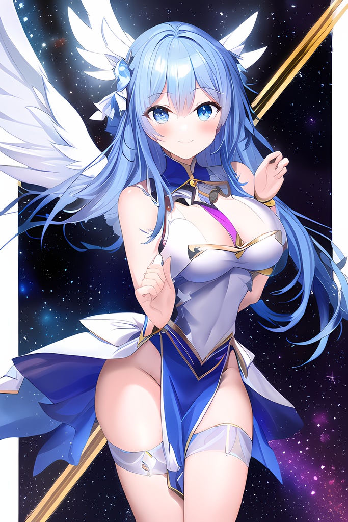 【50枚】宇宙・天使・青髪の魔法少女【AIイラスト】"Space, Angel, and Blue-haired Magical Girl"