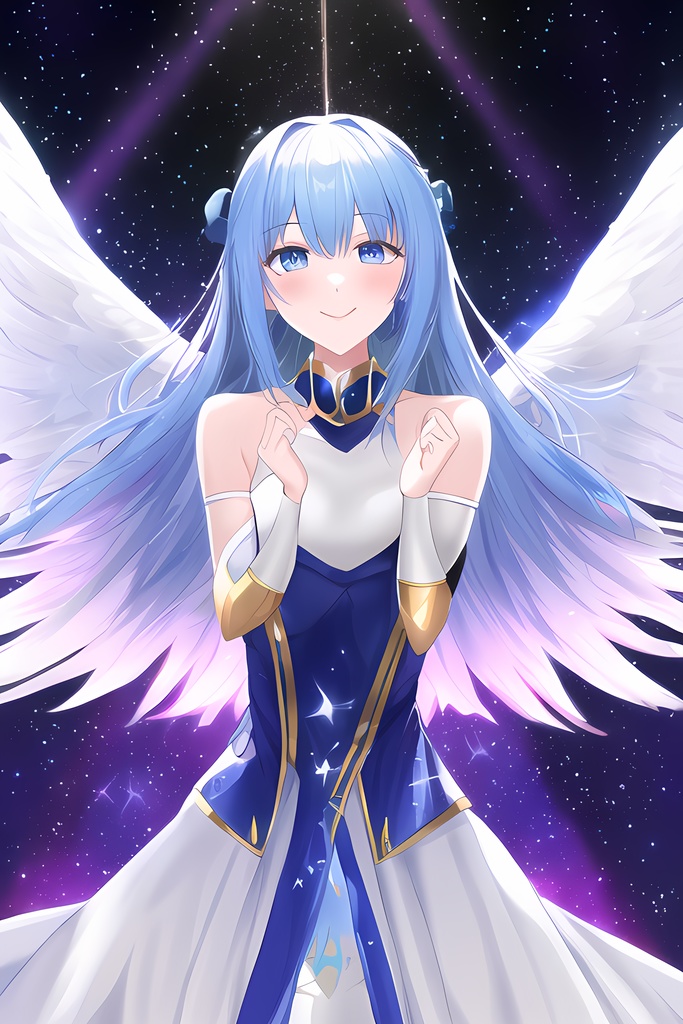 【50枚】宇宙・天使・青髪の魔法少女【AIイラスト】"Space, Angel, and Blue-haired Magical Girl"
