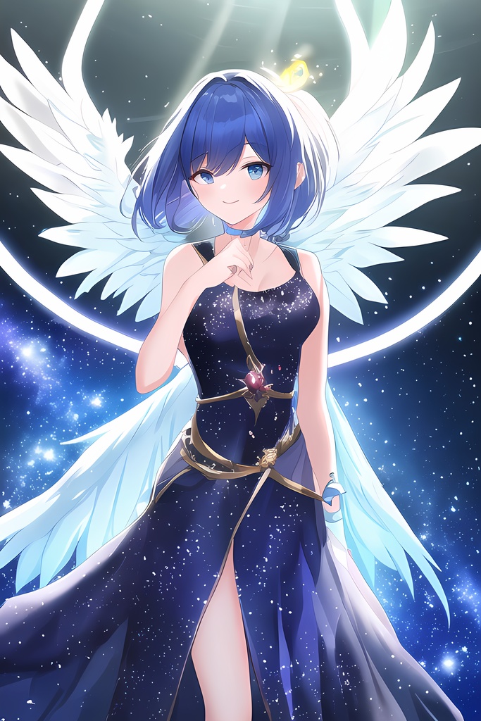 【50枚】宇宙・天使・青髪の魔法少女【AIイラスト】"Space, Angel, and Blue-haired Magical Girl"