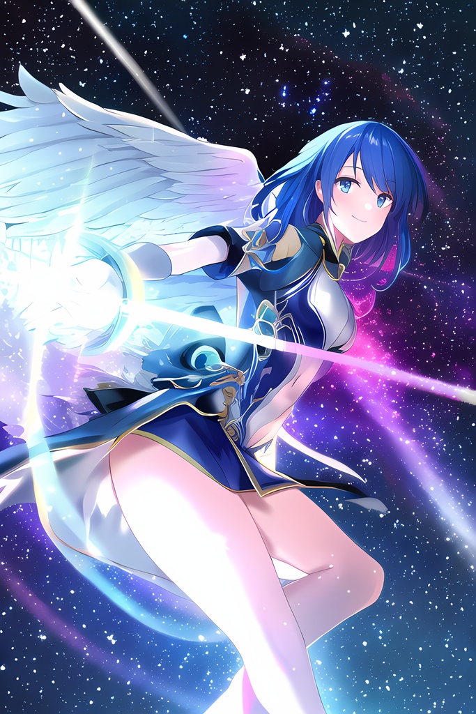 【50枚】宇宙・天使・青髪の魔法少女【AIイラスト】"Space, Angel, and Blue-haired Magical Girl"