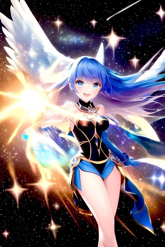 【50枚】宇宙・天使・青髪の魔法少女【AIイラスト】"Space, Angel, and Blue-haired Magical Girl"