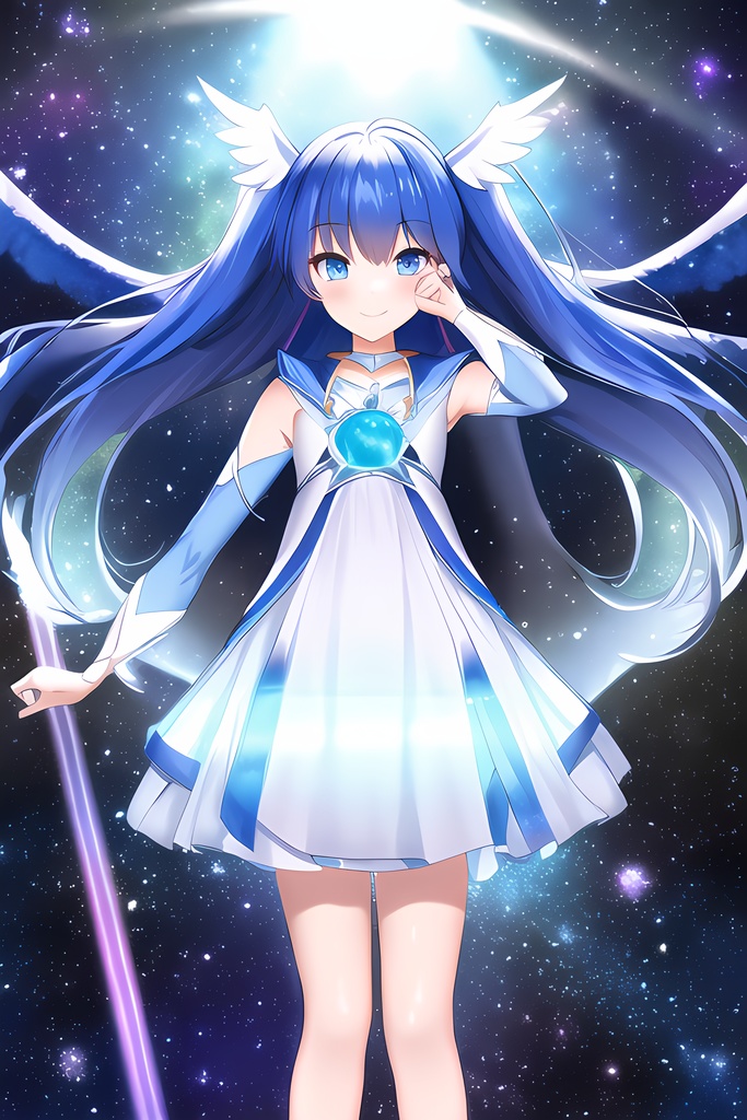 【50枚】宇宙・天使・青髪の魔法少女【AIイラスト】"Space, Angel, and Blue-haired Magical Girl"