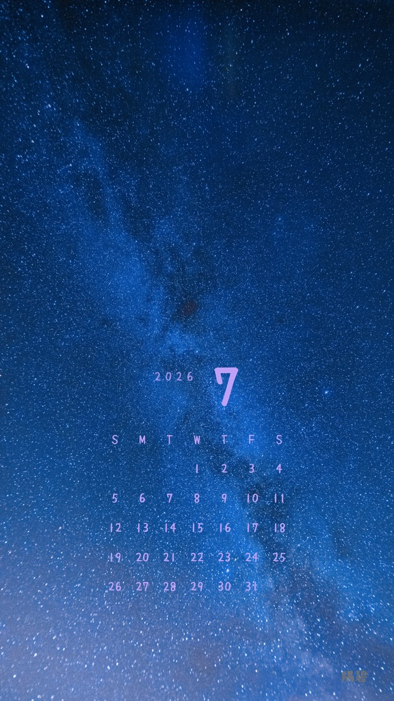 ２０２６年４月～　スマホ壁紙　夜空カレンダー