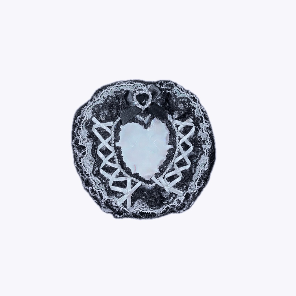 Black and White りぼん heart case