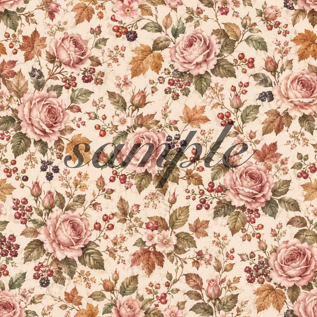 Vintage Autumn Garden|ヴィンテージ秋のデジタルペーパー 8枚セット|シームレス|ジャンクジャーナル・コラージュ素材
