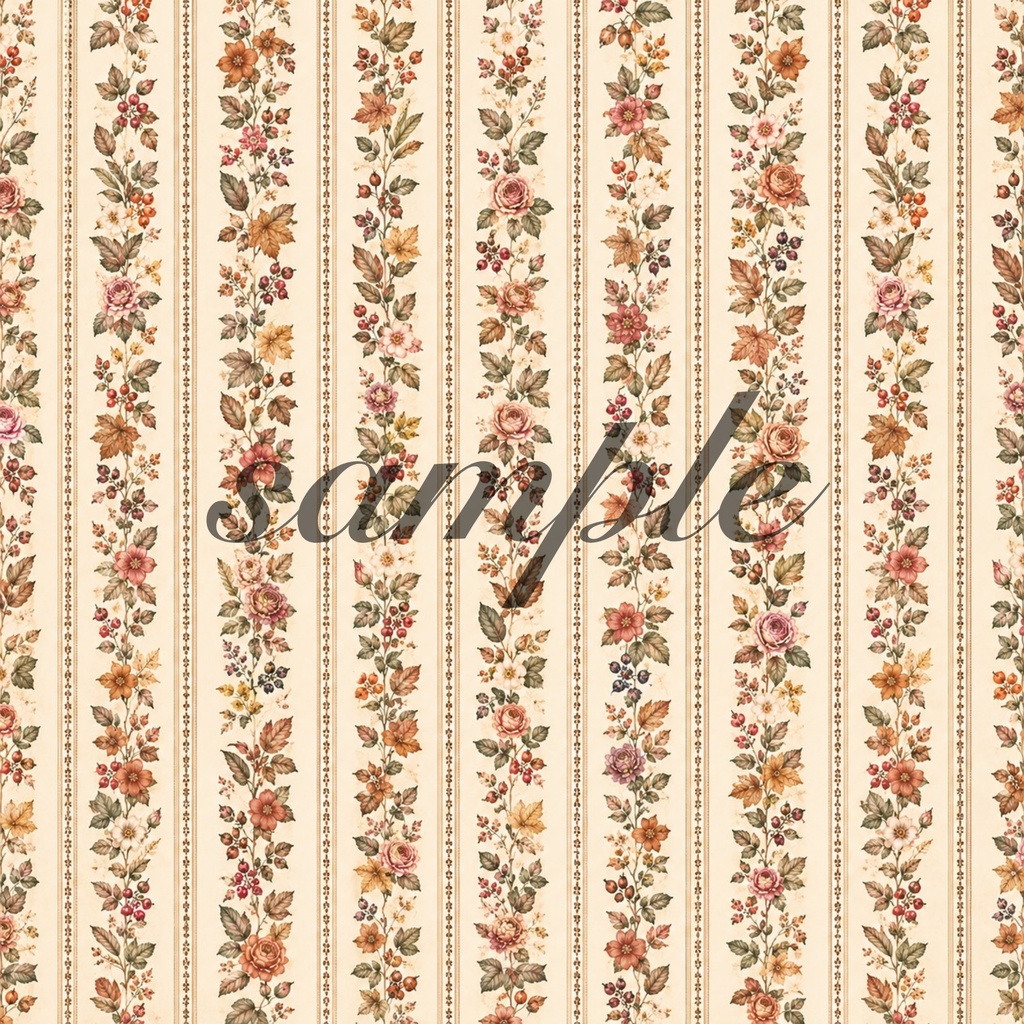 Vintage Autumn Garden|ヴィンテージ秋のデジタルペーパー 8枚セット|シームレス|ジャンクジャーナル・コラージュ素材
