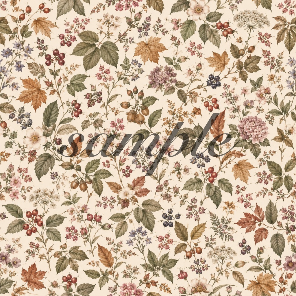 Vintage Autumn Garden|ヴィンテージ秋のデジタルペーパー 8枚セット|シームレス|ジャンクジャーナル・コラージュ素材
