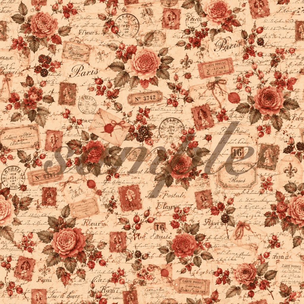 Autumn Rose|秋のローズ デジタルペーパー 8枚セット|シームレスパターン|ジャンクジャーナル・コラージュ素材
