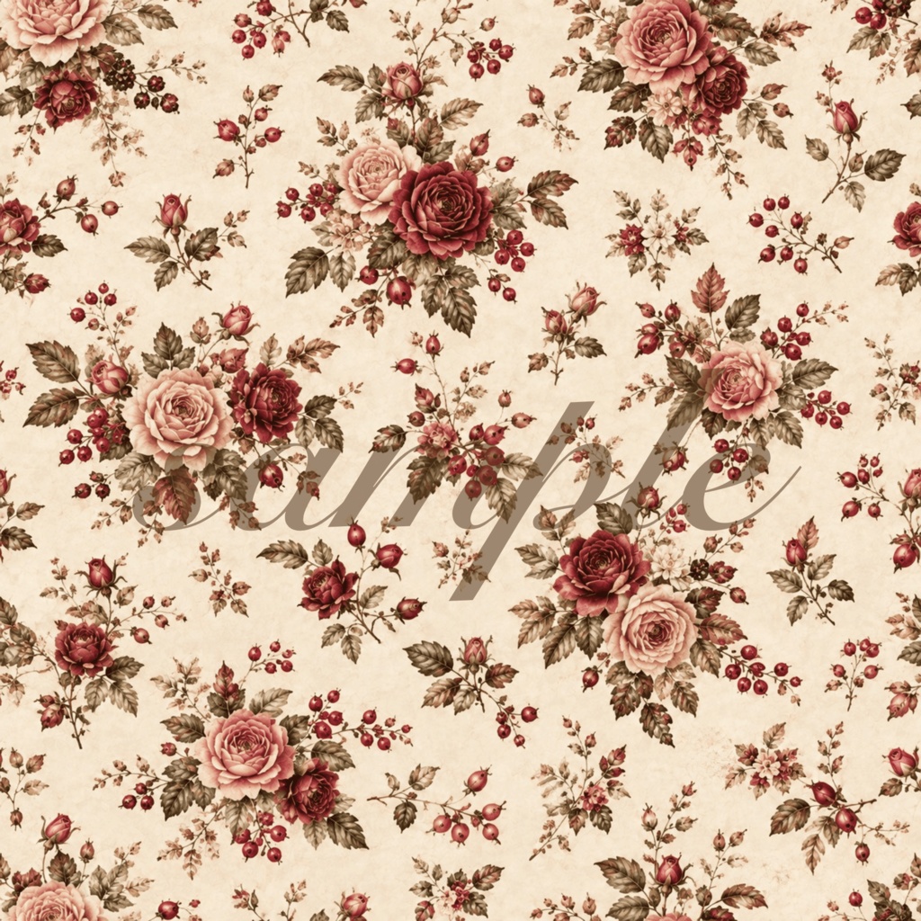 Autumn Rose|秋のローズ デジタルペーパー 8枚セット|シームレスパターン|ジャンクジャーナル・コラージュ素材