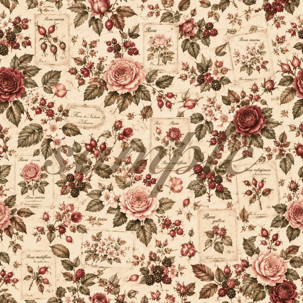Autumn Rose|秋のローズ デジタルペーパー 8枚セット|シームレスパターン|ジャンクジャーナル・コラージュ素材
