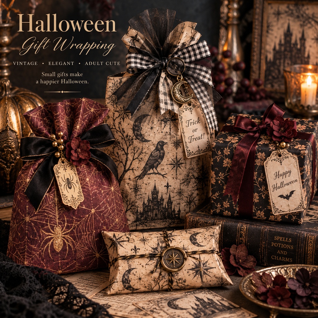 ヴィンテージ・ハロウィン デジタルペーパー8種|ゴシック・ジャンクジャーナル・コラージュ素材|