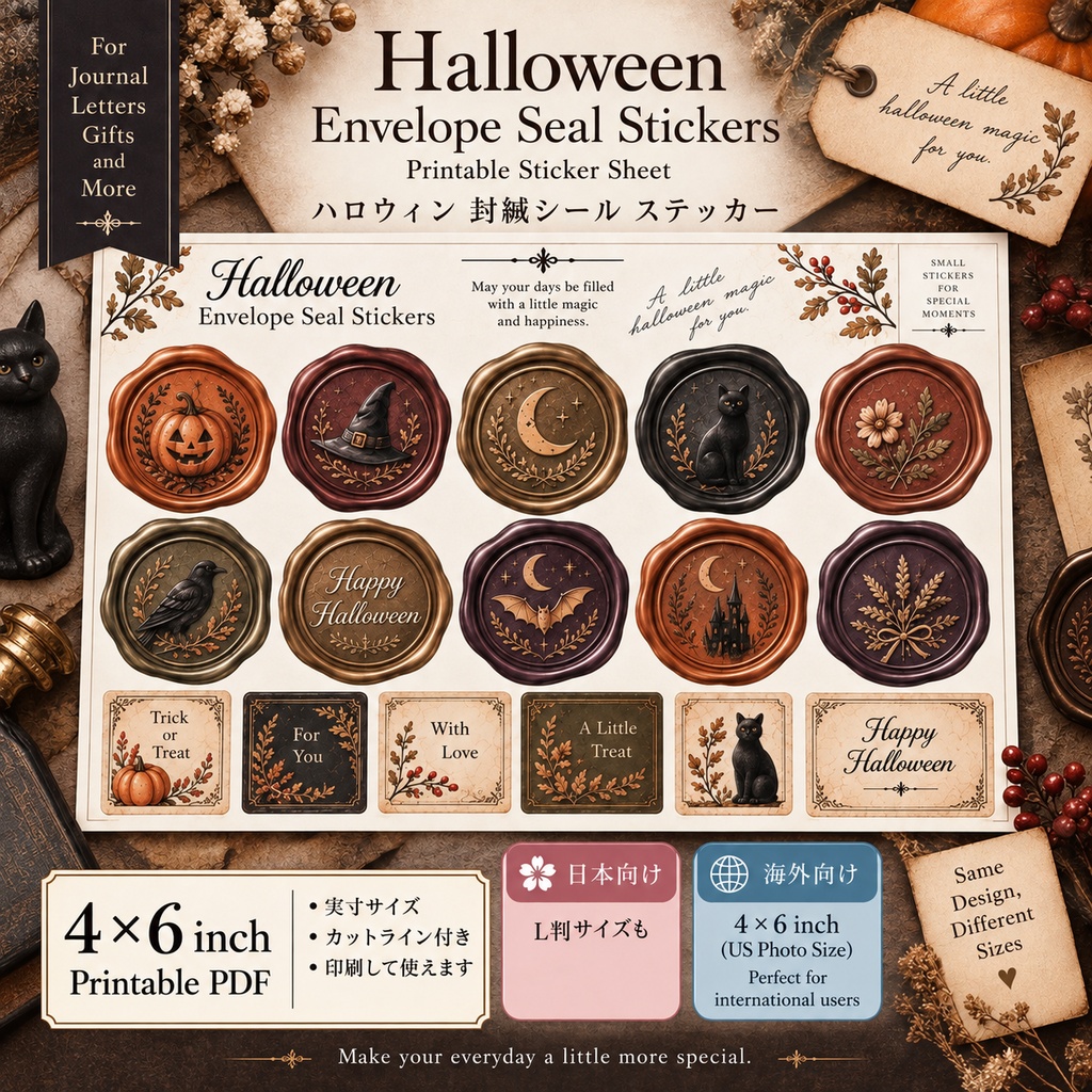 Halloween × Botanical|ヴィンテージ秋のステーショナリーセット Vintage Autumn Stationery Set