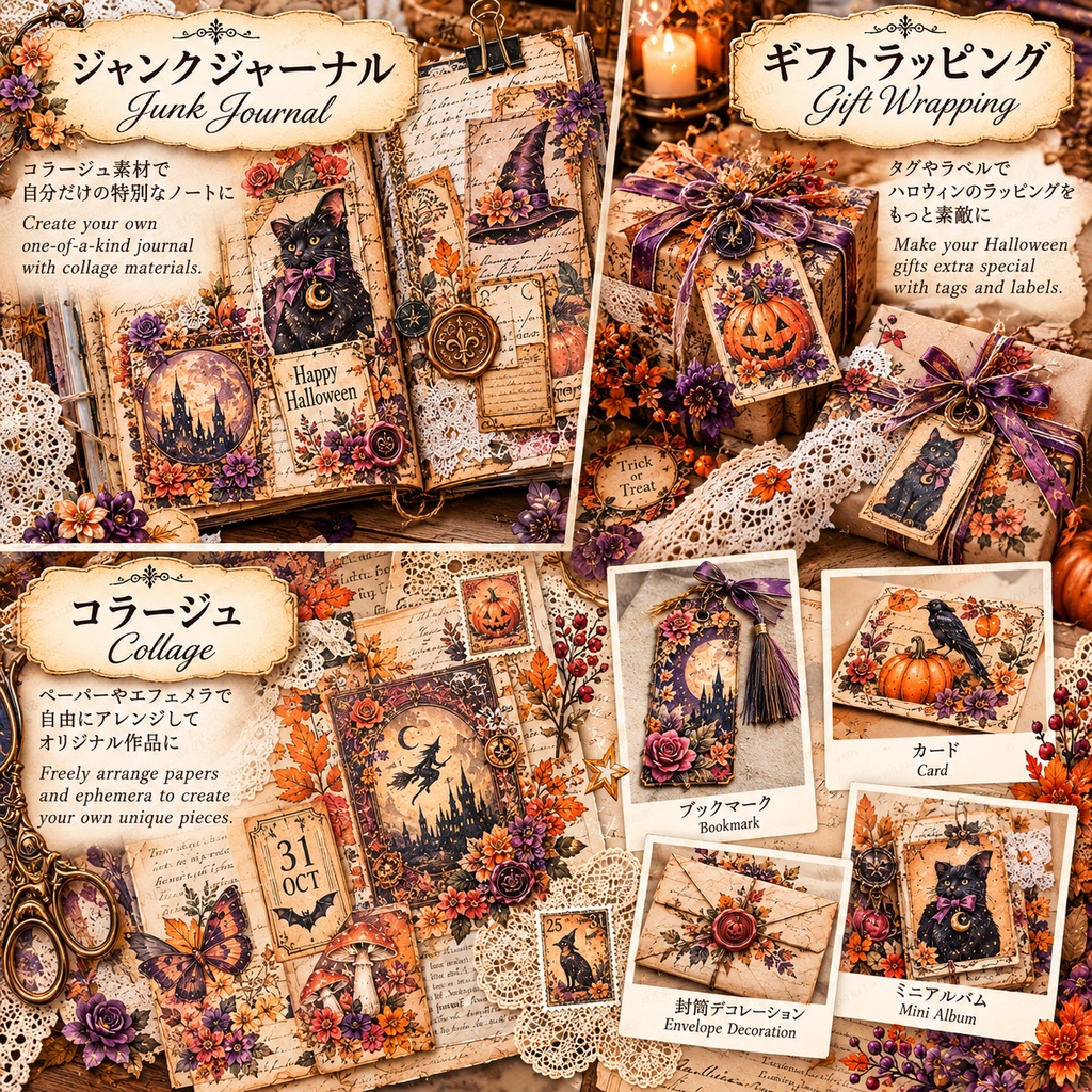 ヴィンテージハロウィン デジタルペーパー&エフェメラ コレクション