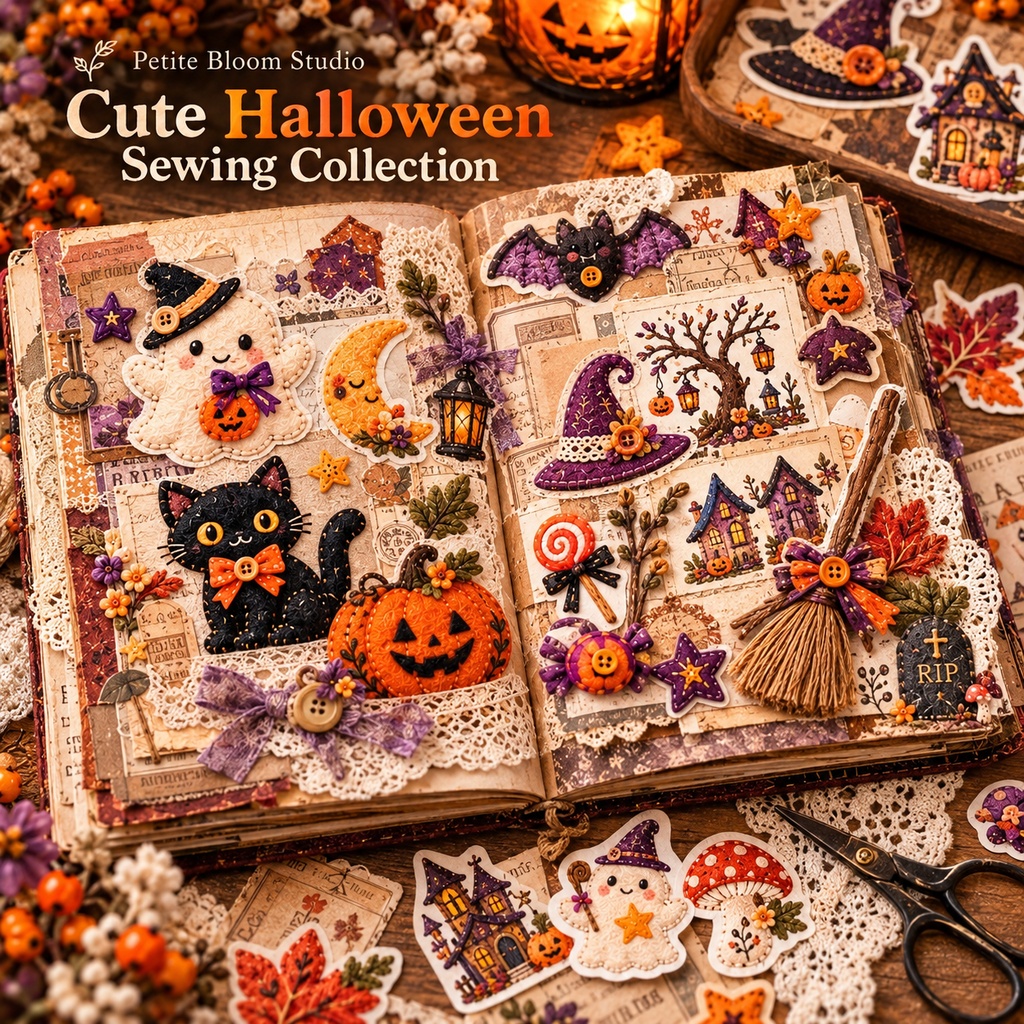 Cute Halloween Sewing Collection Felt Dolls & Appliqué Kit
