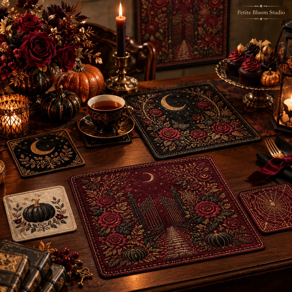 Vintage & Elegant Halloween Coaster & Mini Mat Set|ハロウィン コースター&ミニマット 12デザイン