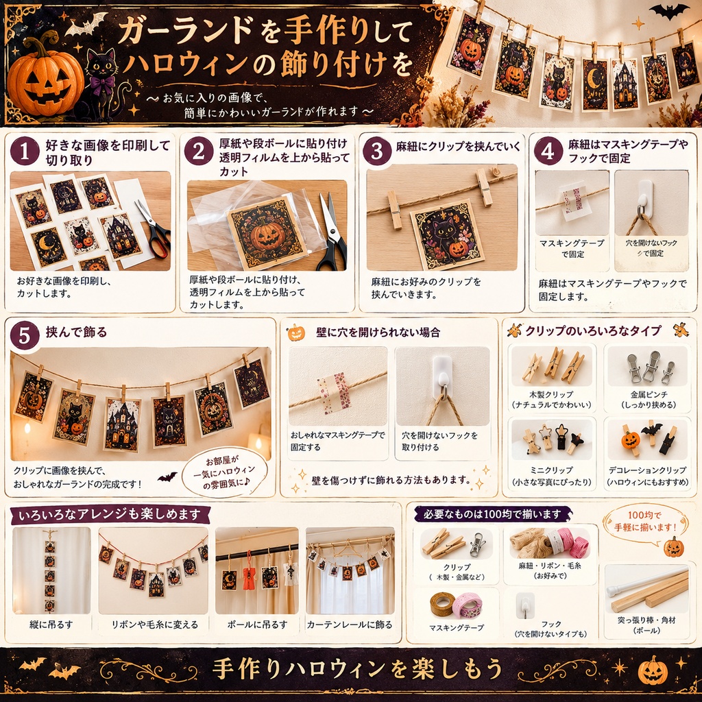 Cute Halloween Sewing Collection|ハロウィン手芸デジタル素材 フルセット|背景・アップリケ・タグ・カード・コースター