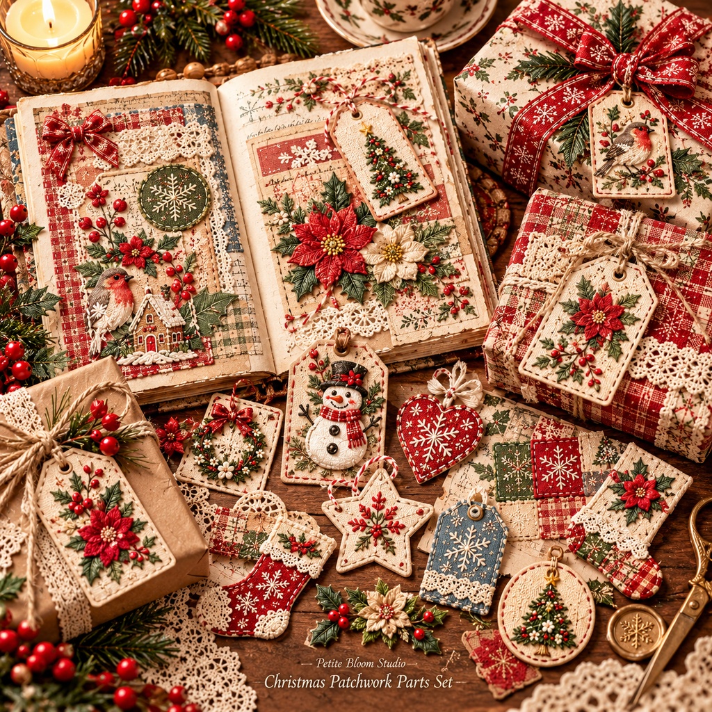 Cottagecore Christmas Sewing Collection|クリスマス花柄・刺繍・ヴィンテージ布素材