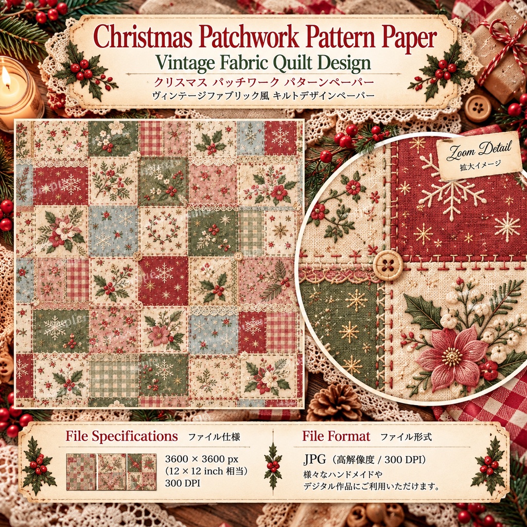Cottagecore Christmas Sewing Collection|クリスマス花柄・刺繍・ヴィンテージ布素材