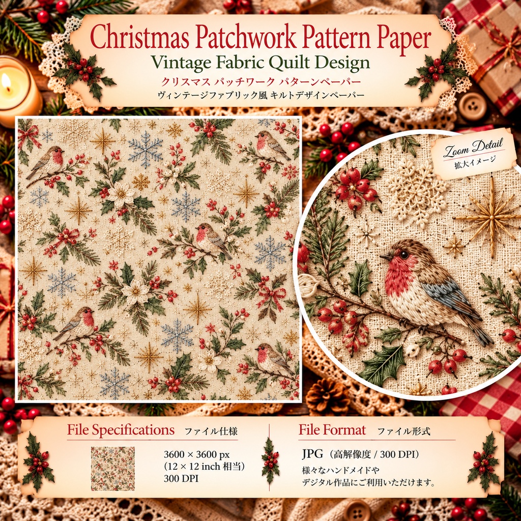 Cottagecore Christmas Sewing Collection|クリスマス花柄・刺繍・ヴィンテージ布素材