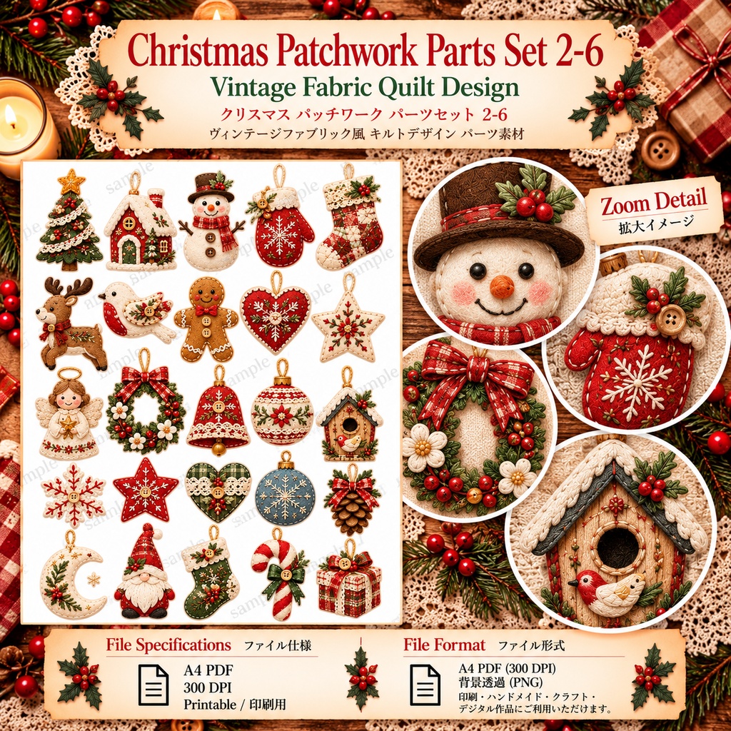 Cottagecore Christmas Sewing Collection|クリスマス花柄・刺繍・ヴィンテージ布素材