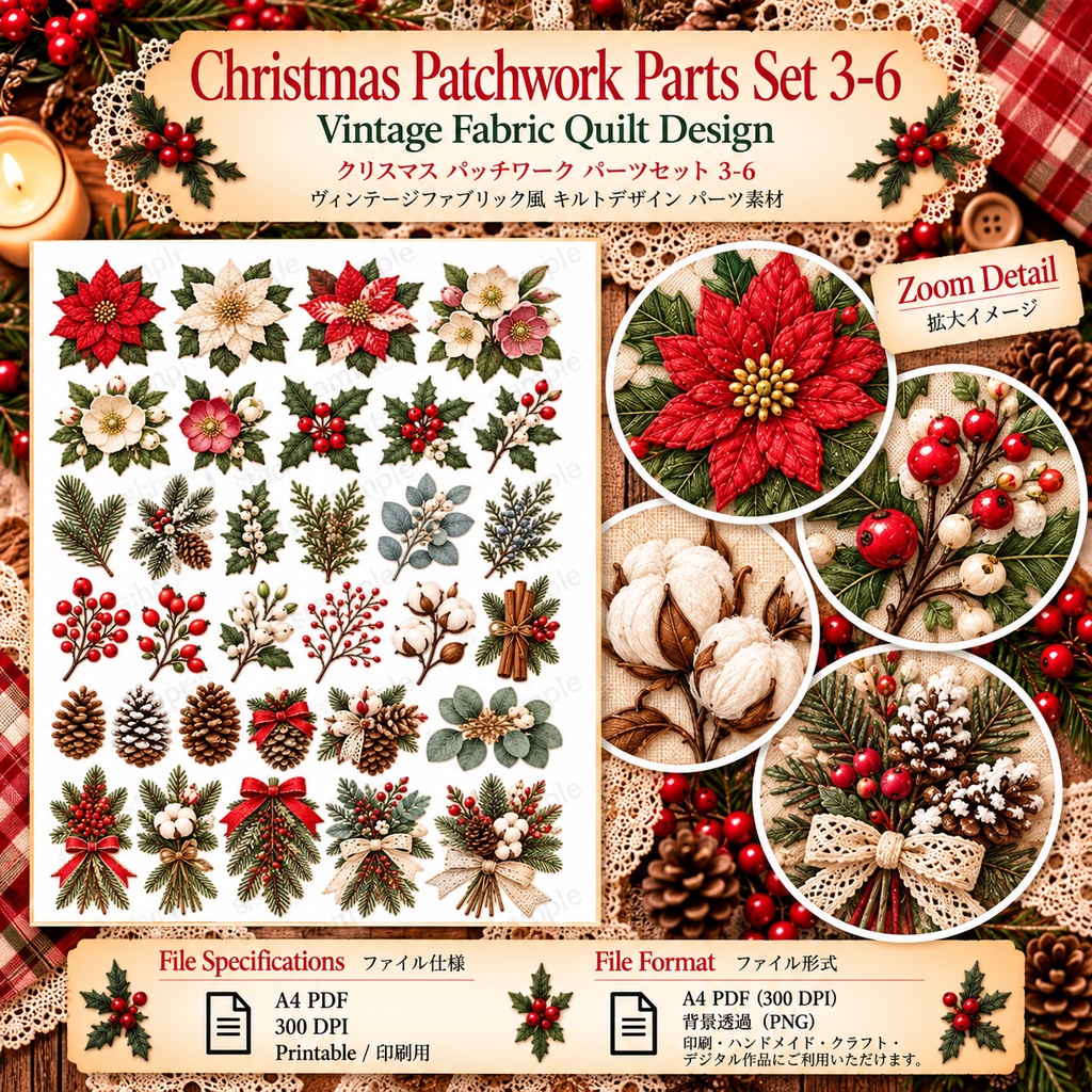Cottagecore Christmas Sewing Collection|クリスマス花柄・刺繍・ヴィンテージ布素材
