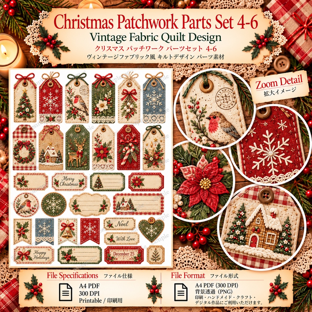 Cottagecore Christmas Sewing Collection|クリスマス花柄・刺繍・ヴィンテージ布素材