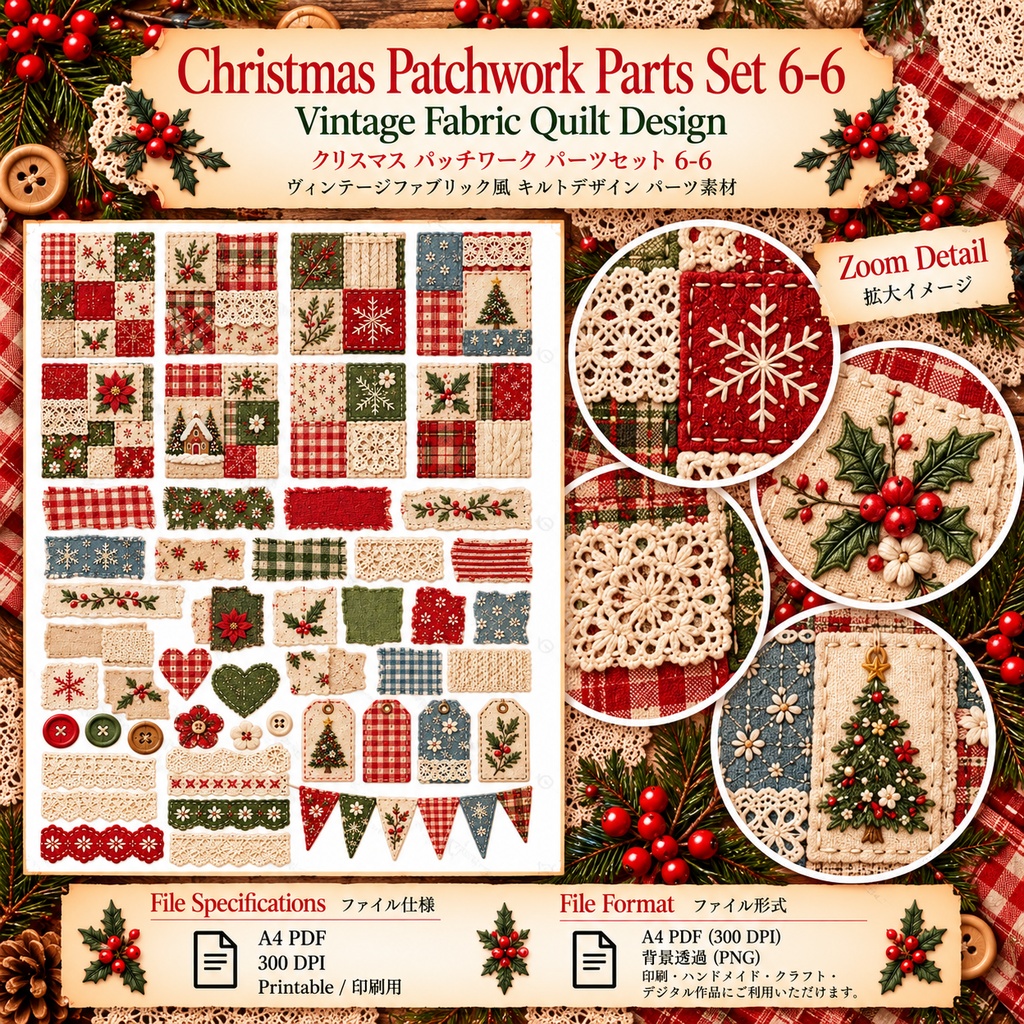 Cottagecore Christmas Sewing Collection|クリスマス花柄・刺繍・ヴィンテージ布素材