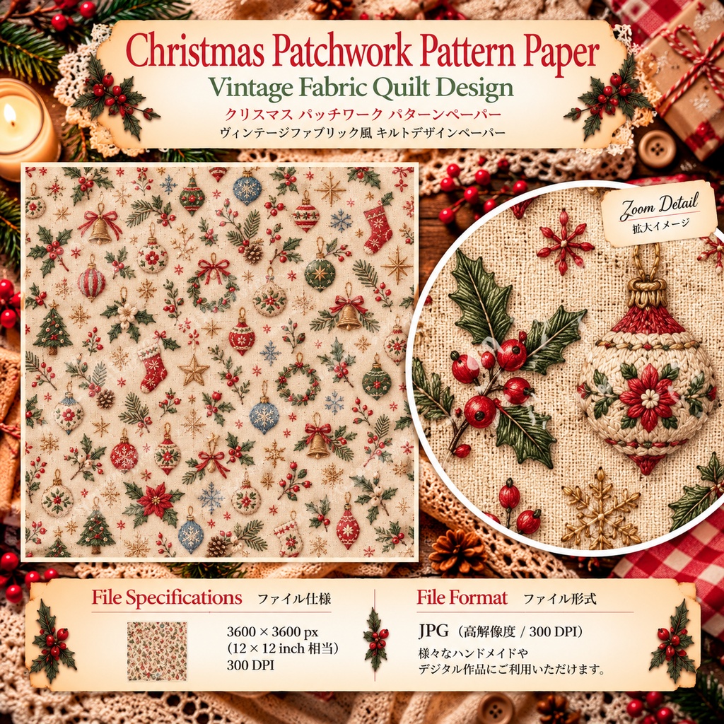 Cottagecore Christmas Sewing Collection|クリスマス花柄・刺繍・ヴィンテージ布素材