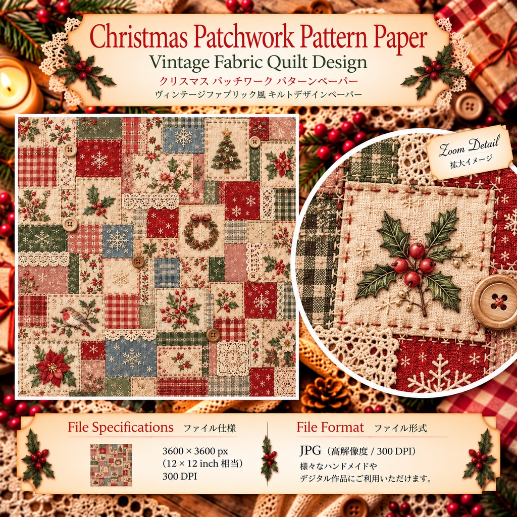 Cottagecore Christmas Sewing Collection|クリスマス花柄・刺繍・ヴィンテージ布素材
