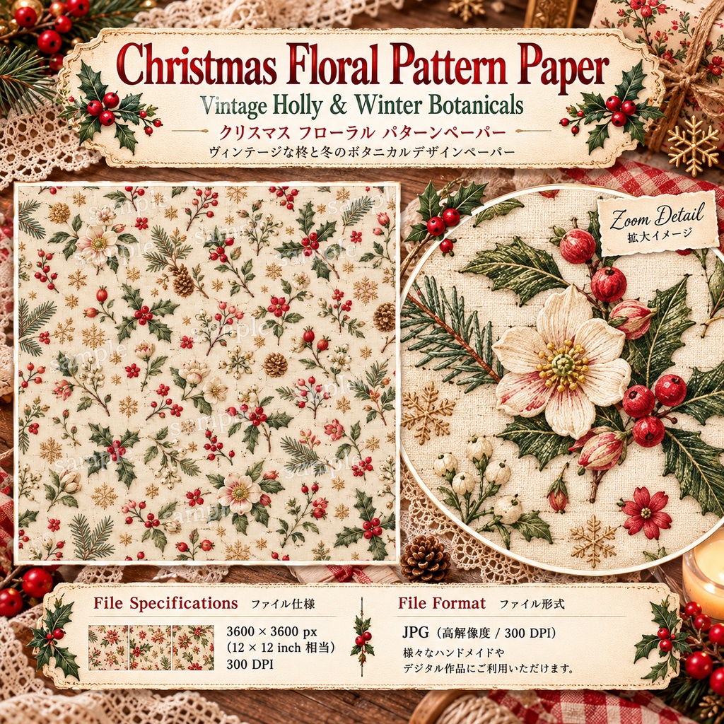 Cottagecore Christmas Sewing Collection|クリスマス花柄・刺繍・ヴィンテージ布素材