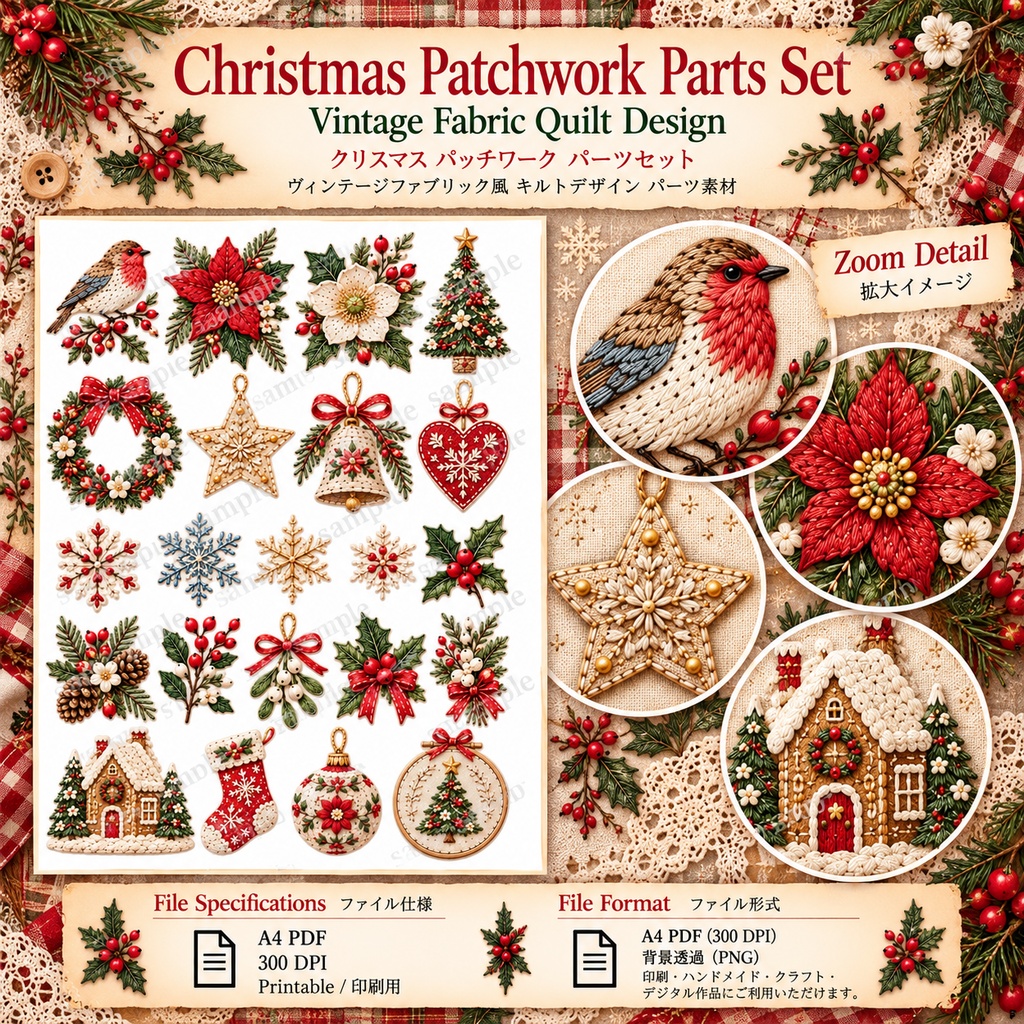 Cottagecore Christmas Sewing Collection|クリスマス花柄・刺繍・ヴィンテージ布素材