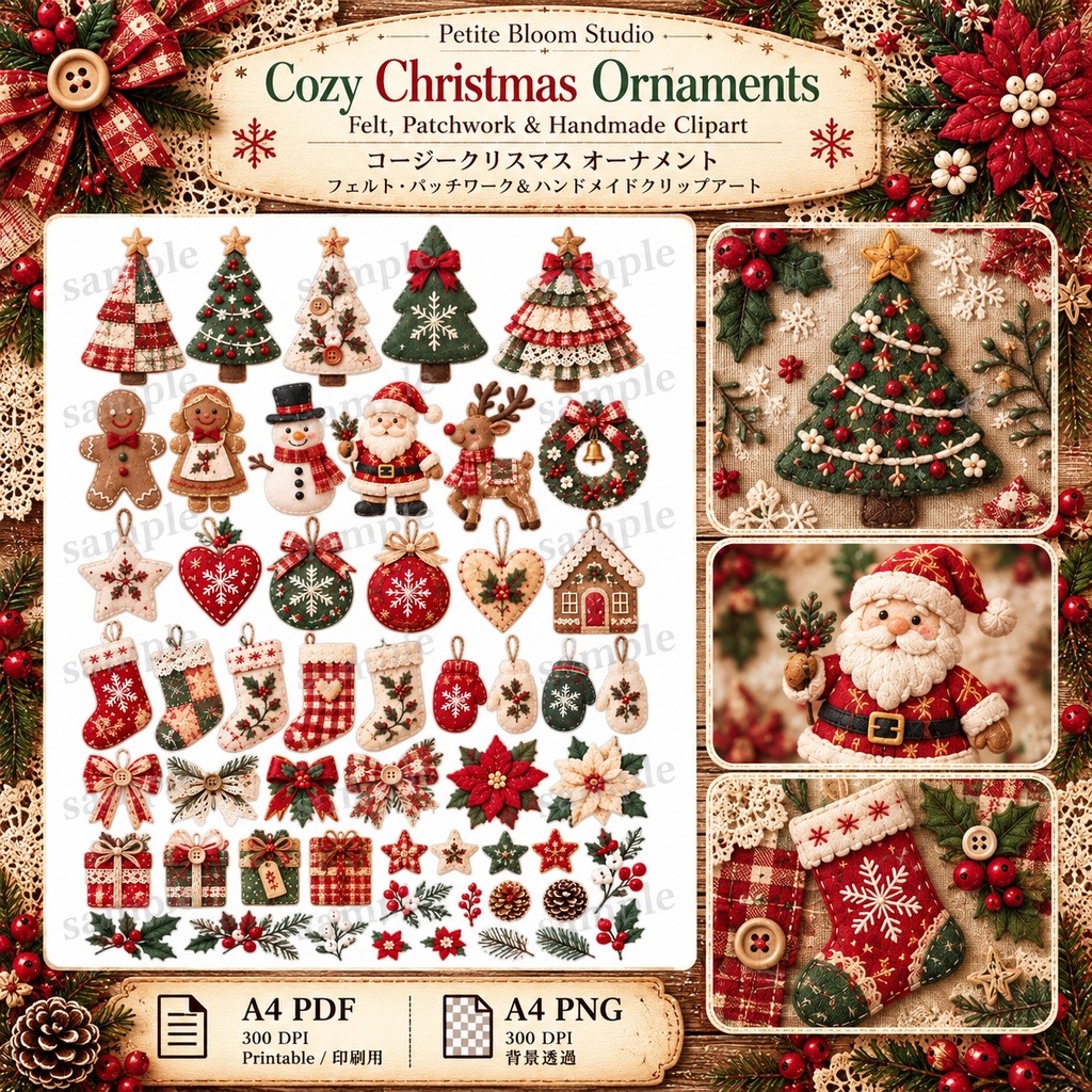 Cozy Christmas Sewing Collection|フェルト・パッチワーク・ハンドメイドクリスマス素材