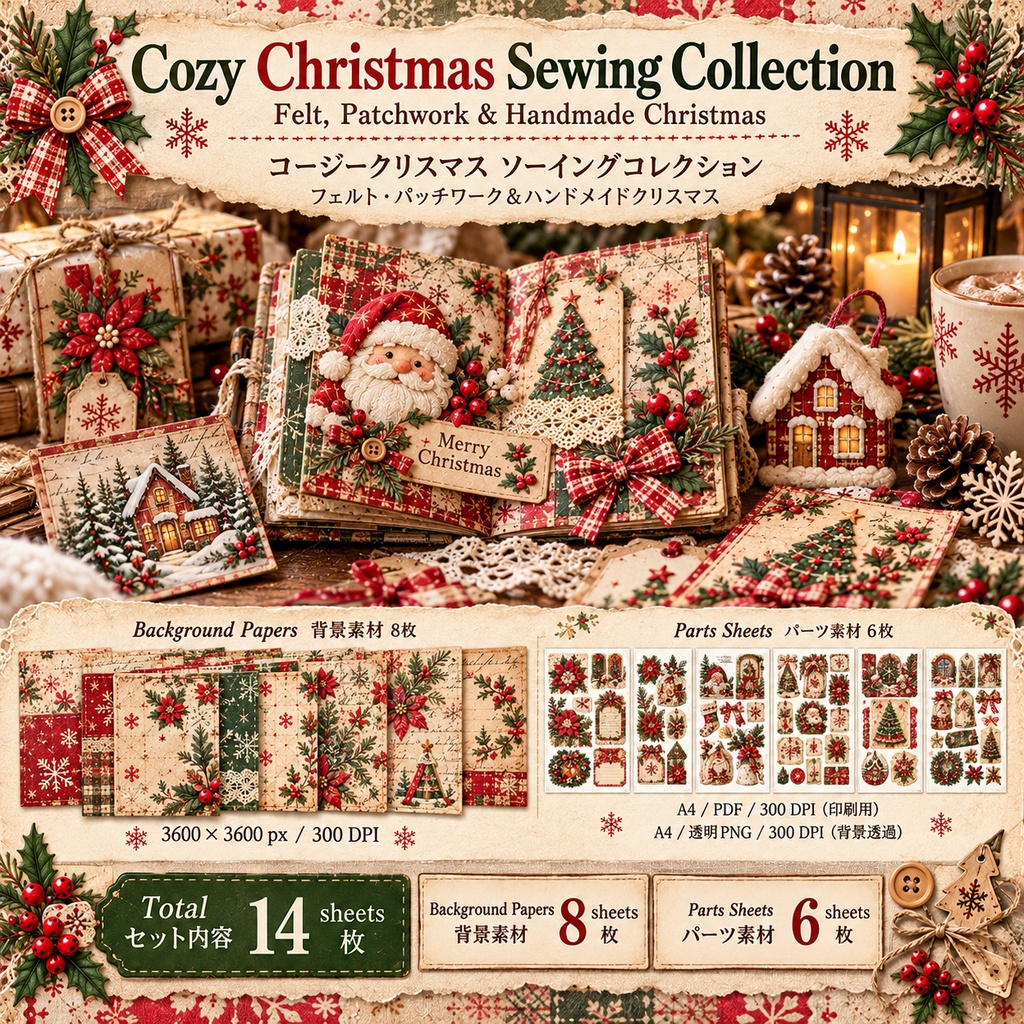 Cozy Christmas Sewing Collection｜フェルト・パッチワーク・ハンドメイドクリスマス素材