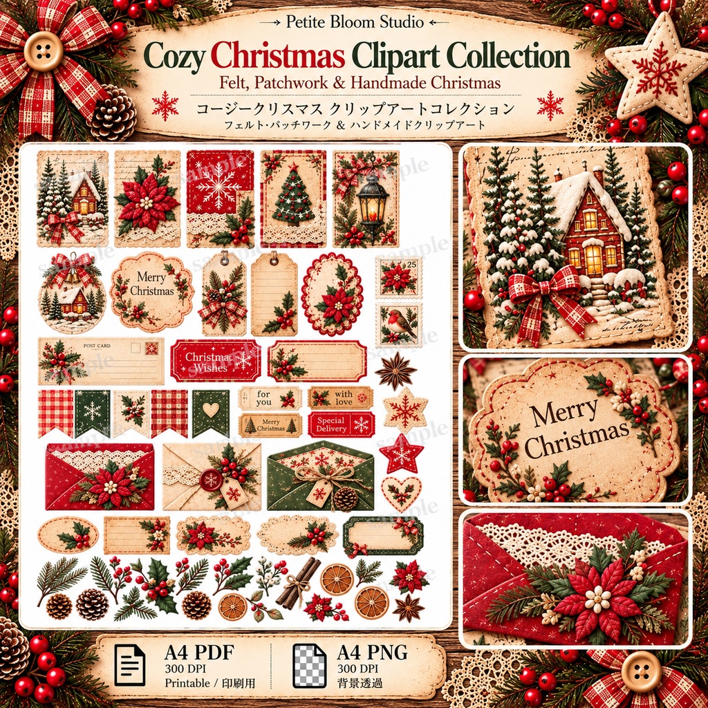 Cozy Christmas Sewing Collection|フェルト・パッチワーク・ハンドメイドクリスマス素材