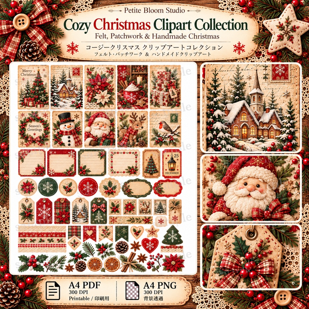 Cozy Christmas Sewing Collection|フェルト・パッチワーク・ハンドメイドクリスマス素材