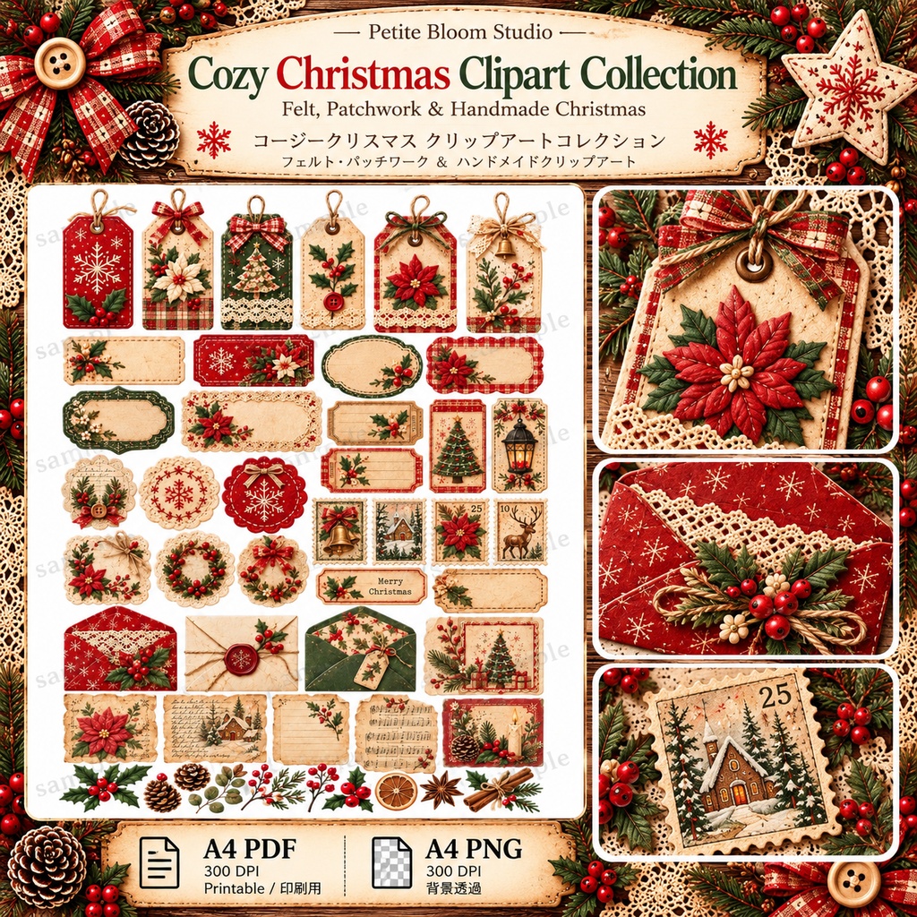 Cozy Christmas Sewing Collection|フェルト・パッチワーク・ハンドメイドクリスマス素材