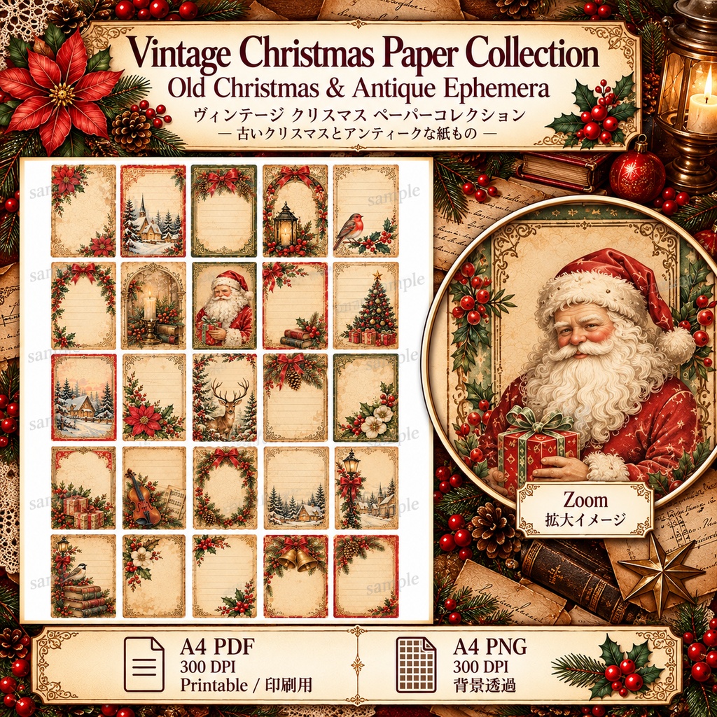 Vintage Christmas Paper Collection|ヴィンテージクリスマス 紙もの&アンティーク素材セット