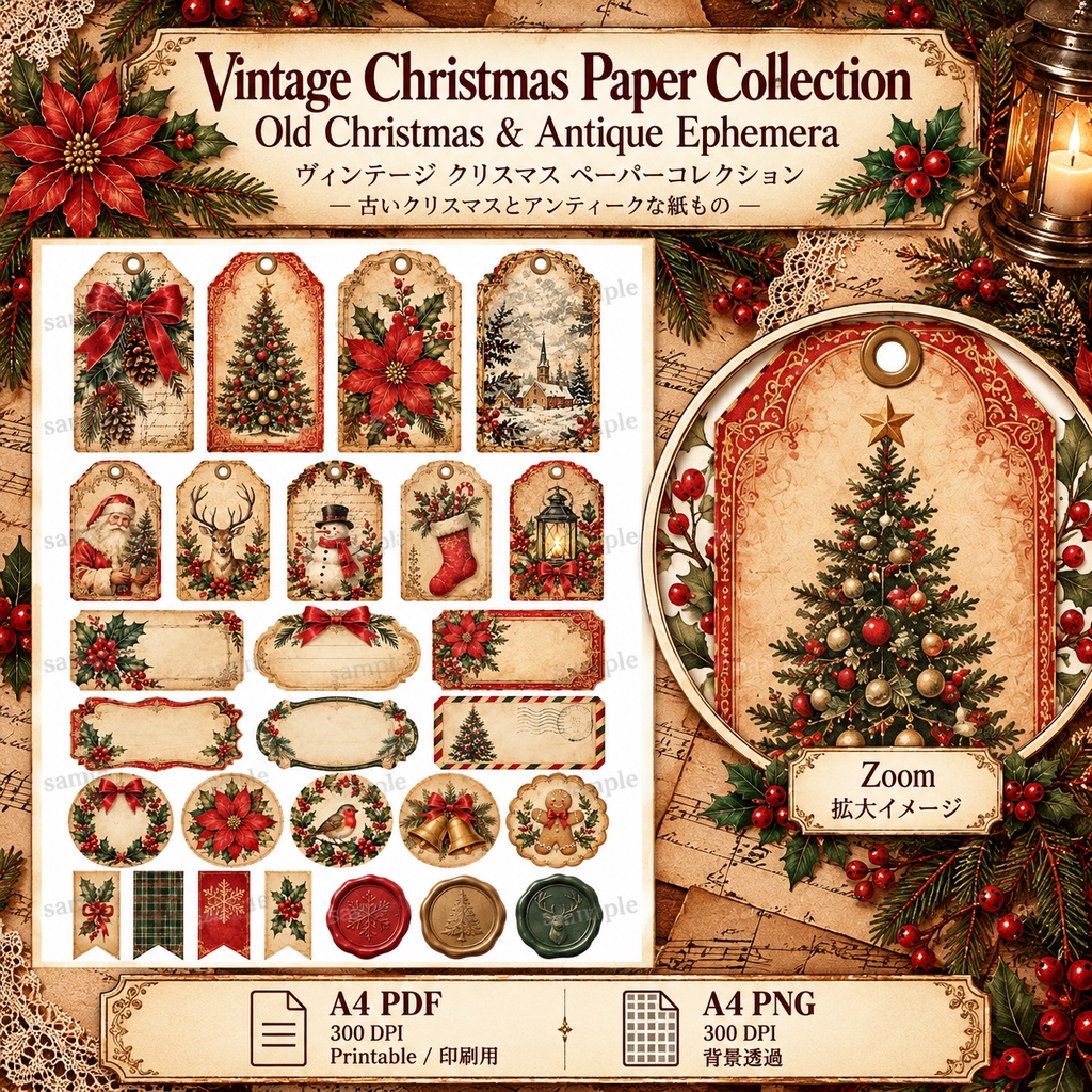 Vintage Christmas Paper Collection|ヴィンテージクリスマス 紙もの&アンティーク素材セット