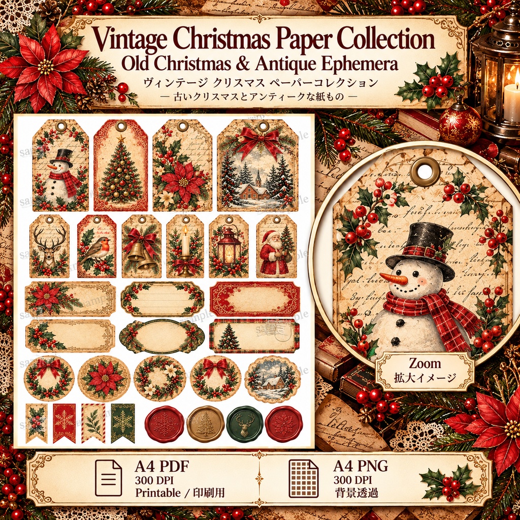 Vintage Christmas Paper Collection|ヴィンテージクリスマス 紙もの&アンティーク素材セット
