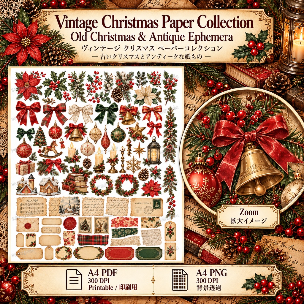 Vintage Christmas Paper Collection|ヴィンテージクリスマス 紙もの&アンティーク素材セット