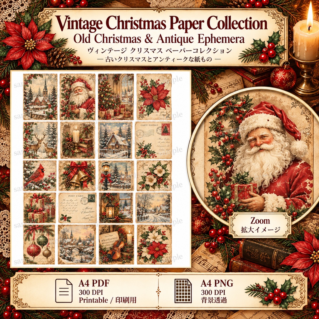 Vintage Christmas Paper Collection|ヴィンテージクリスマス 紙もの&アンティーク素材セット