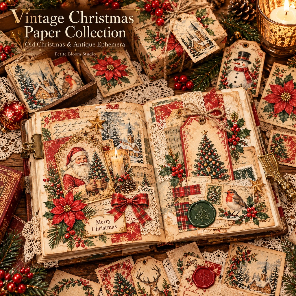 Vintage Christmas Paper Collection|ヴィンテージクリスマス 紙もの&アンティーク素材セット